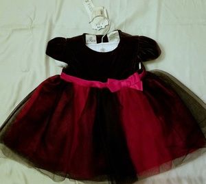 FAO Black / Red Velvet and Tulle Dress